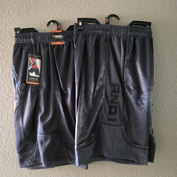 AND1 Men's Baggy Athletic Dark Gray Basketball Shorts Sz S NWT 2-Piece Bundle - Picture 5 of 6